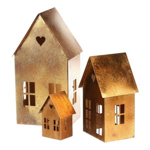 Svietnik domček 3 ks 2 (medená)