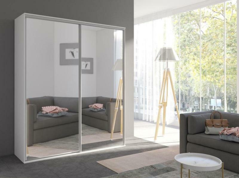 Ruhásszekrény tolóajtókkal Gantera 1 C (fehér) (tükörrel)