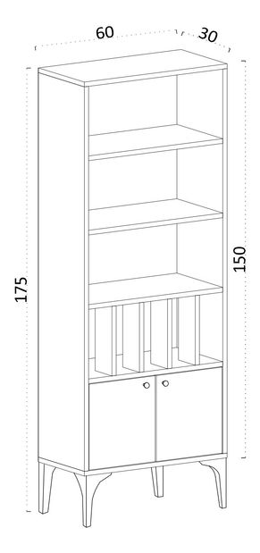 Regál Aliex 6 (zafír tölgy)