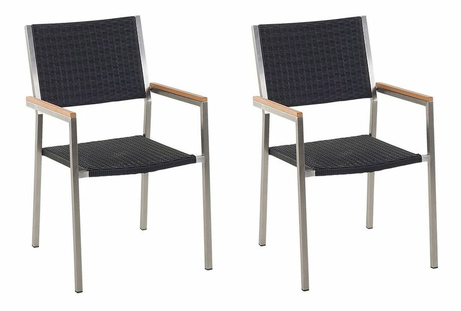 Szék szett 2db Grosso (fekete) (rattan)
