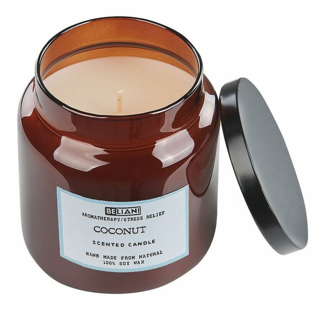 Set 2 buc lumânări parfumate bergamot/cocos Arnfinn (maro)