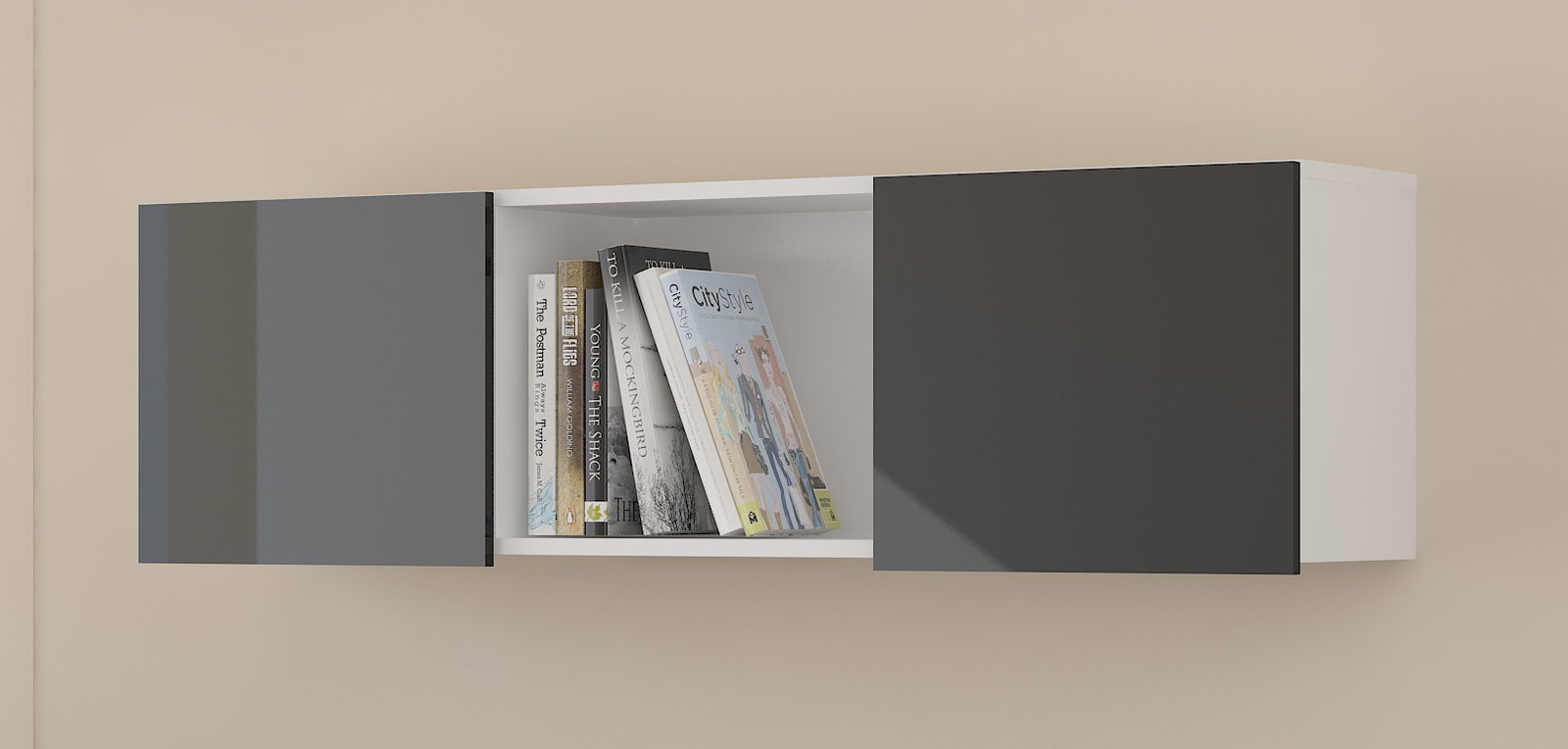 Polc Uno fehér + fényes fekete