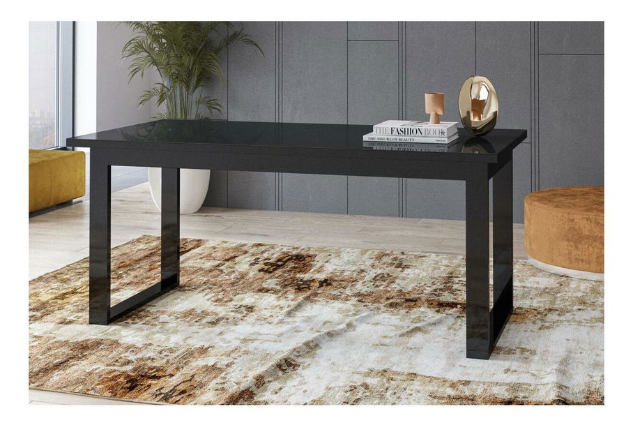 Masă de sufragerie Henry Typ 92 (pentru 6 până la 8 persoane) (negru + negru lucios)