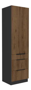 Vysoká kuchynská skriňa Monzesa 60 DKS 210 3S1F (orech okapi + čierna) 
