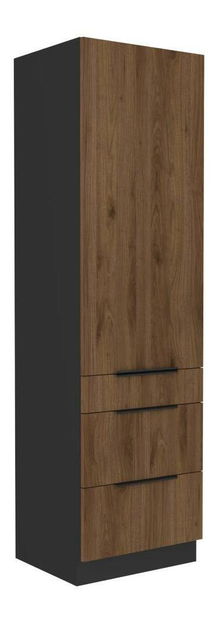 Magas konyhaszekrény Monzesa 60 D db 210 3S1F (okapi dió + fekete) 