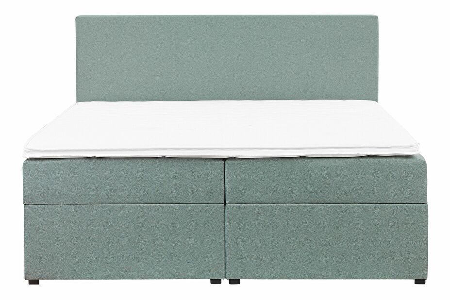 Manželská posteľ Boxspring 160 cm SENNOR (s matracmi a úl. priestorom) (svetlozelená)