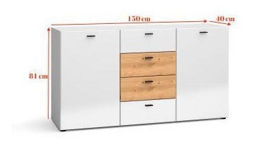 Comodă Marline (Alb + Lemn natural)