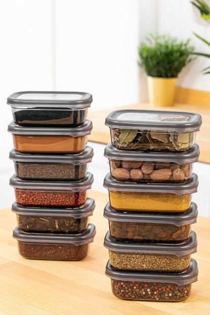 Set recipiente alimente (12 buc.) Bond 12-4 (antracit)