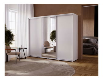 Ruhásszekrény tolóajtókkal Settrona 1 (fehér)  (tükörrel)