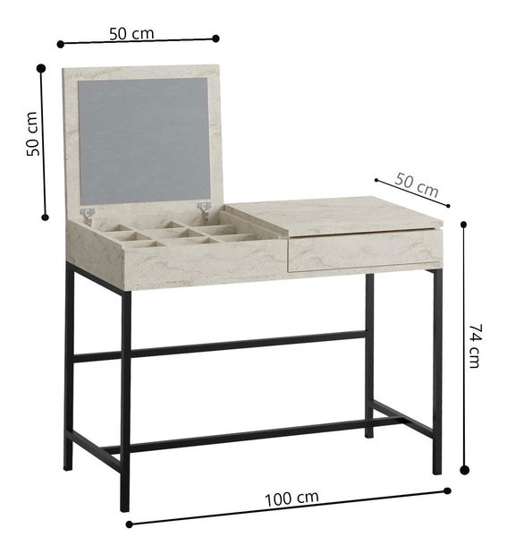 Toaletni stolić Lio (travertin) (s ogledalom)