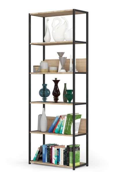 Regál Loriana IV (fekete + szonoma tölgy)