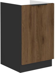 Dolná kuchynská skrinka Manana 50 ZL 1F BB (korpus: čierna matná + front: orech okapi)