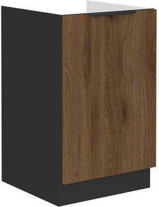 Dolná kuchynská skrinka Manana 50 ZL 1F BB (korpus: čierna matná + front: orech okapi)