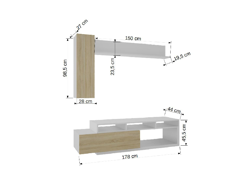 Mobilier living Maris (Alb + stejar sonoma)