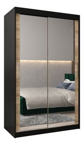 Dulap de haine 120 cm Toki 3 (negru mat + stejar sonoma)