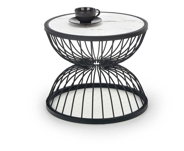 Masă de cafea Keila (marmură albă + negru)