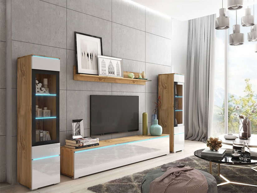 Set za dnevni boravak Selwyn II (wotan + bijeli sjaj) (bijela led rasvjeta)