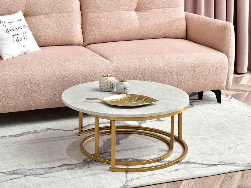 Măsuță de cafea Kolja Zest Xl (marmură gri + auriu)