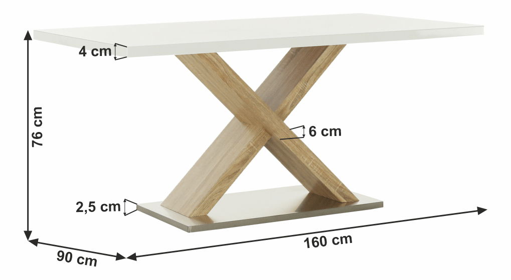 Jedálenský stôl 160 cm Farni (biela + dub sonoma)