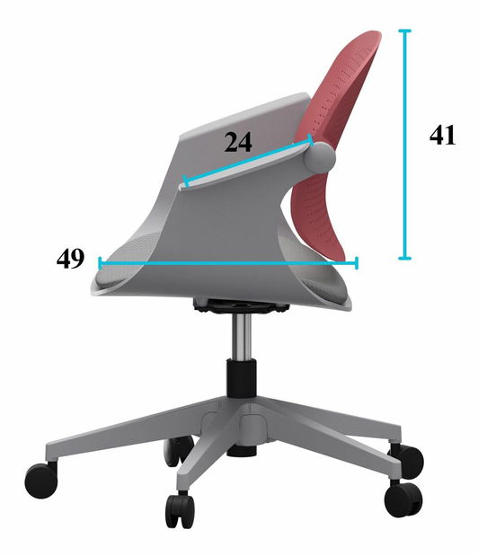 Kancelárska stolička Sissi (sivá + ružová)