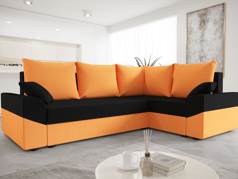 Sarok ülőgarnitúra Dusk Plus (narancssárga + fekete) (J)