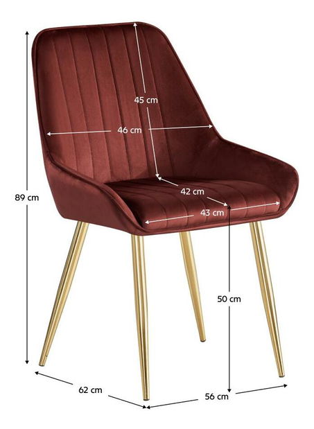 Scaun sufragerie Soddy (bordo + auriu) 