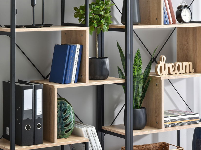 Regál Harp Ab (dub + čierna)