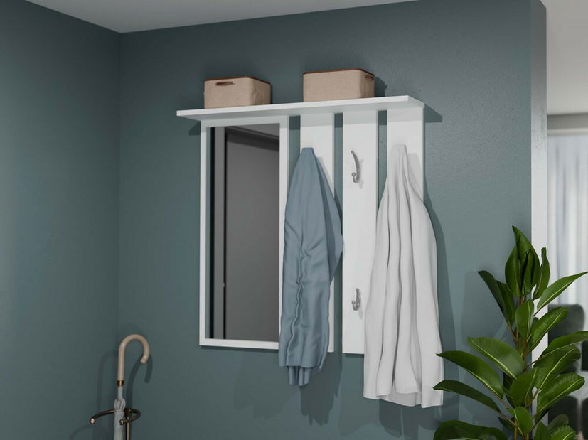 Vešiakový panel Oasis 1 (biela) (so zrkadlom)