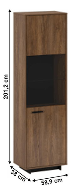 Vitrina Diram A2 (hrast bolzano + crna) (D)