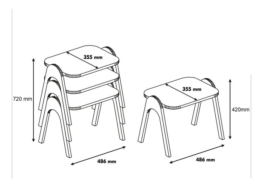 Set stolića za kavu (3 kom.)- Parid (orah + krem)