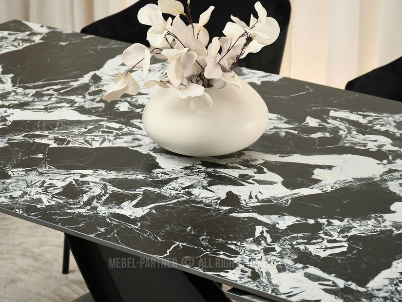 Masă sufragerie Caramelos (marmură + negru)