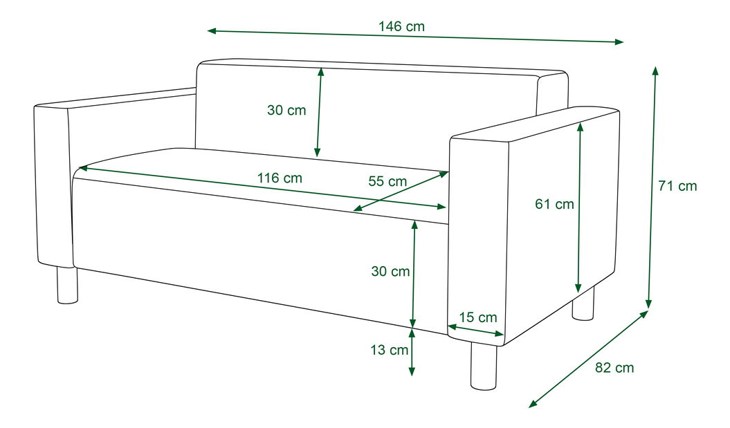 Canapea două locuri Haven 2 (banană)