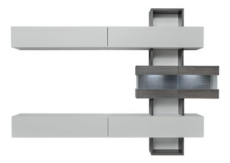 Mobilier living Telma 20 DGPG TK (gri perlă + gri stejar) (cu iluminat)