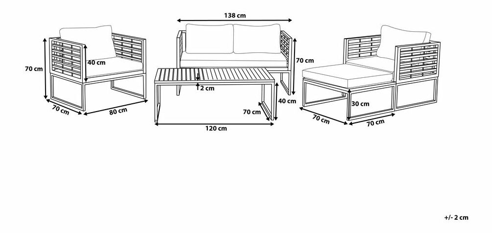 Záhradná sedacia súprava Berry (krémovo biela)
