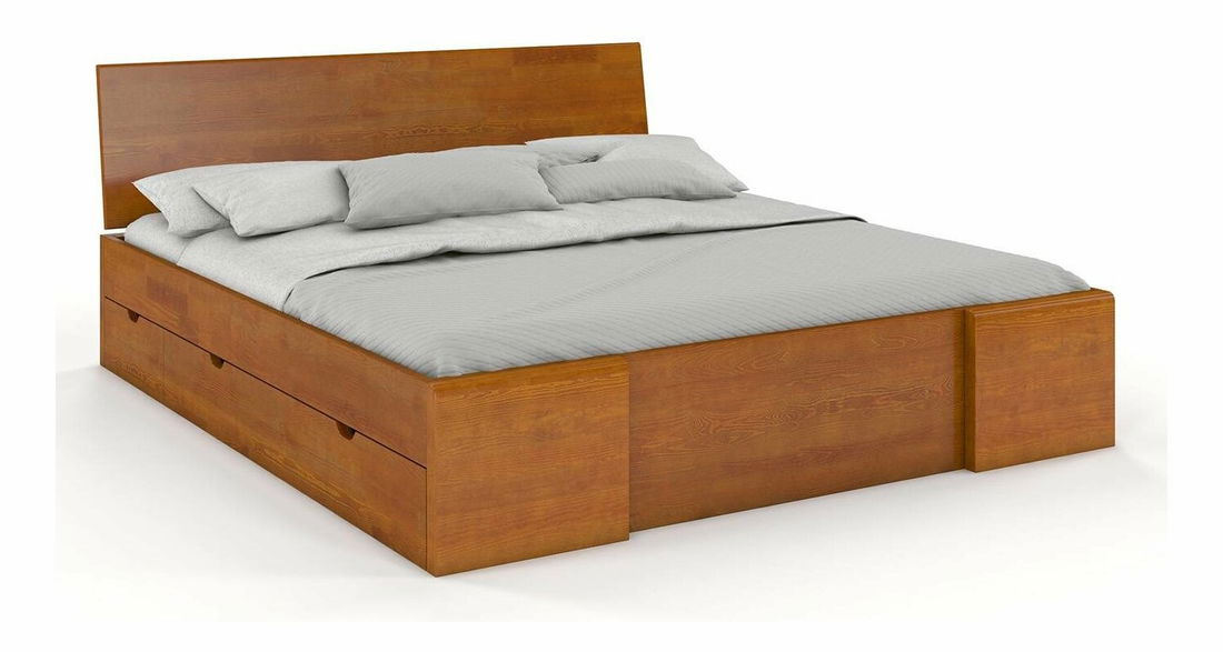 Manželská posteľ 200 cm Naturlig Blomst High Drawers (borovica) (s roštom)