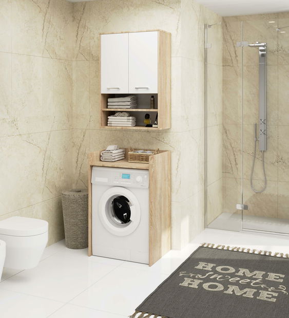 Dulap de baie suspendat Farid TYP 7 (Stejar sonoma + Alb)