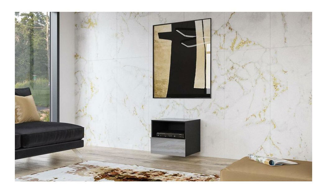 Falra szerelhető TV asztal Henry Typ 37 (szürke + magasfényű szürke)