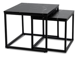 Set 2 konferenčných stolíkov Jospin (mramor čierny) 