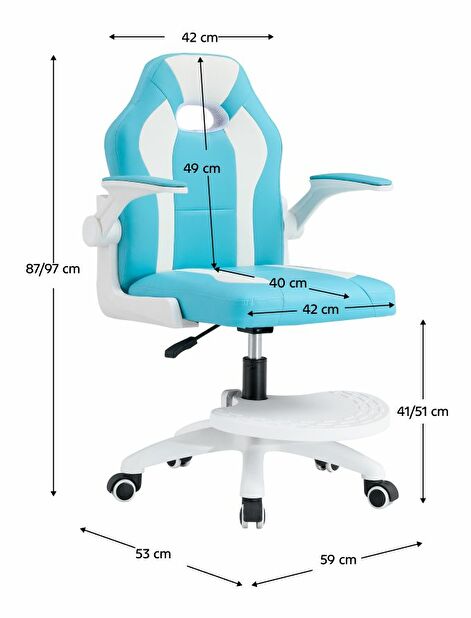 Dječja okretna stolica s naslonom za noge RAMIN (plava + bijela)
