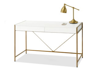 PC stolík Unica (biele drevo + zlatá)