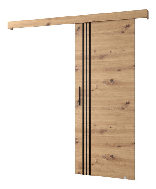 Uși culisante 90 cm Sharlene VI (stejar artisan + stejar artisan + negru)
