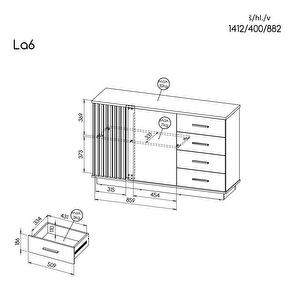 Komoda tip LA6 Laticia (matna crna + hrast Wotan)