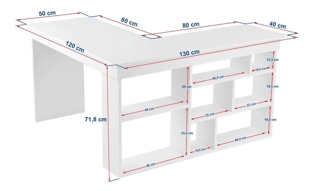 Rohový PC stolík Cete (orech + biela)