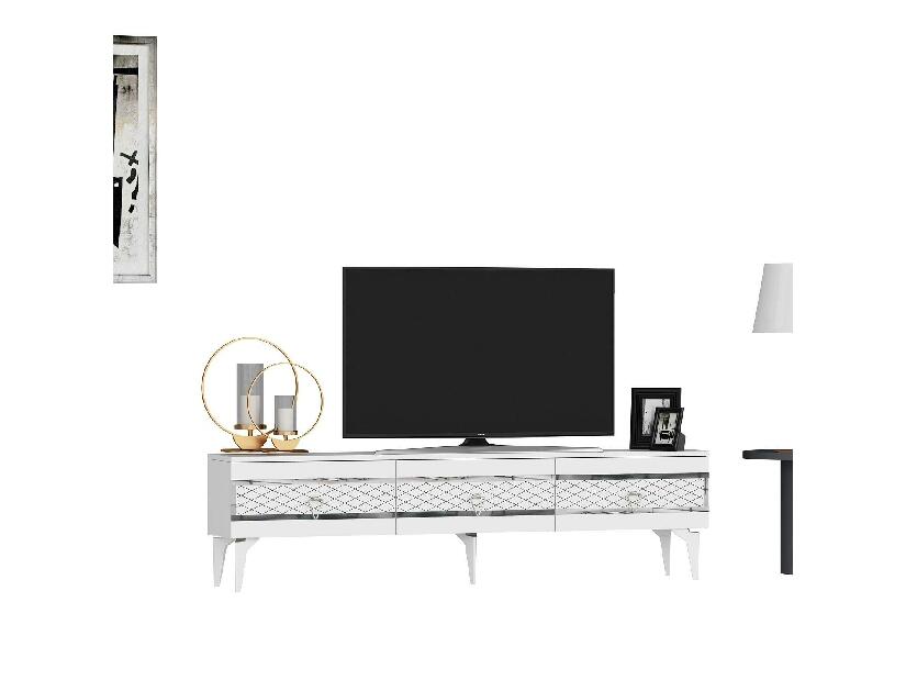 TV asztal/szekrény Vadiki 2 (fehér + ezüst) 