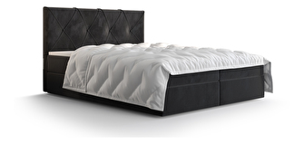 Pat matrimonial Boxspring 180 cm Athena (negru) ( cu saltea și sp. depozitare)