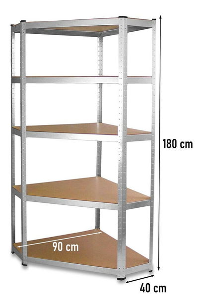 Rohový regál Rubia 1 (strieborná)