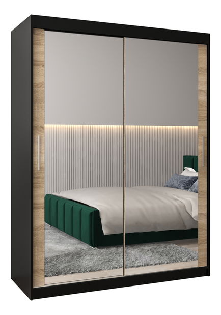 Ormar za garderobu 150 cm Toki 3 (crna mat + hrast sonoma)