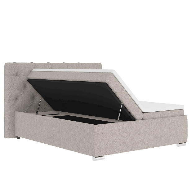 Pat matrimonial Boxspring 160 cm Morrea (gri maro) (cu saltea)