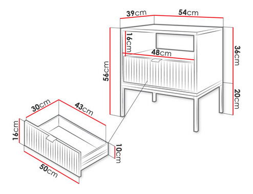 Noptieră Lena MS54 (Gri)