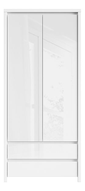 Dulap de haine Kaspian SZF2D2S (Alb + Alb lucios)